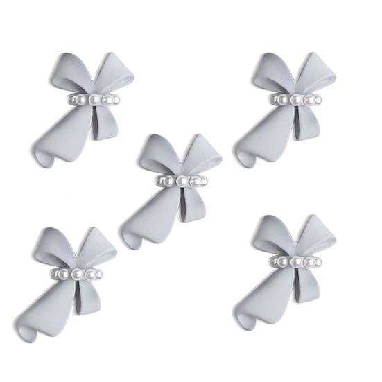 5Pcs Nail Ornaments Faux Pearl Design No Odor Attractive Exquisite Decorative 3D Bow-knot Art Tips Gift for Female