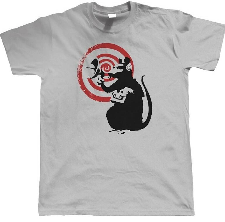 Banksy T-Shirt Radar Rat Art Poster Gift Unisex men Women Retro Tee Graffiti Unisex T-Shirt XL