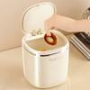 Mini Cream Flips Lid Trash Can Durable Plastic For Desk Organization In Dorm And Office With Space Saving
