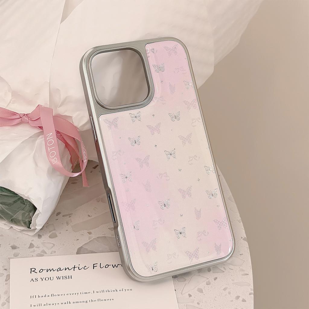 Gilded Ins Pink Butterfly Apple 16pro Max Mobile Case IPhone 15 Drop Glue 14 Applicable To Huawei Mate70