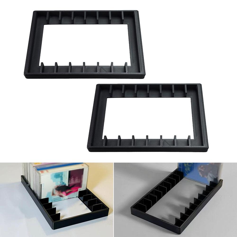 1/2 Pcs Cassette Tape Organizer Rack - 16 Slots For Easy Storage Black Plastic Display Stands Storage Box