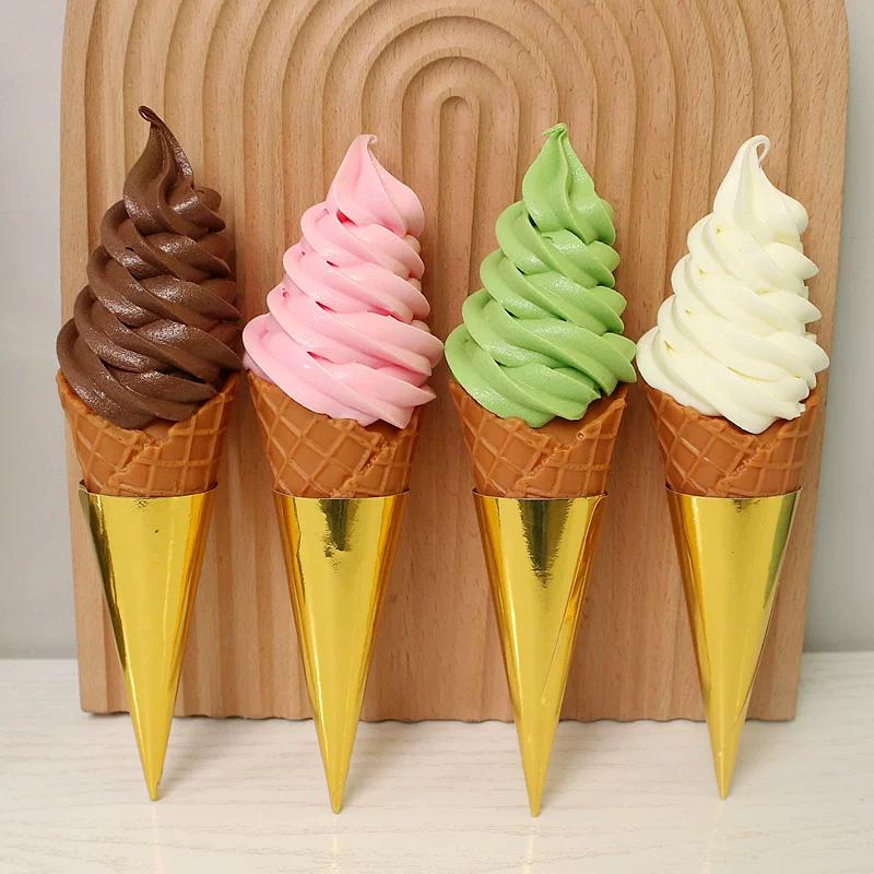 Simulation Ice Cream Model Decoration Fake Ice Cream Cone Food Mould Plastic Ornaments Window Sample Display Party Shooting Prop