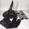 Halloween Witch Hat Cosplay Costume Black Folds Wizard Hat Striped Socks Long Gloves Set Headgear Decor Props For Adult New