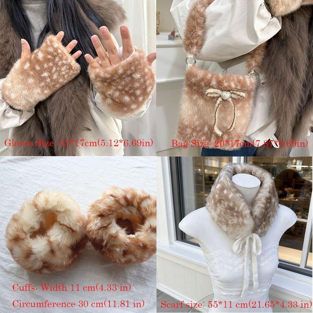 Harajuku Elk Plush Scarf Fleece Cuffs New Fingerless Gloves Christmas Gift