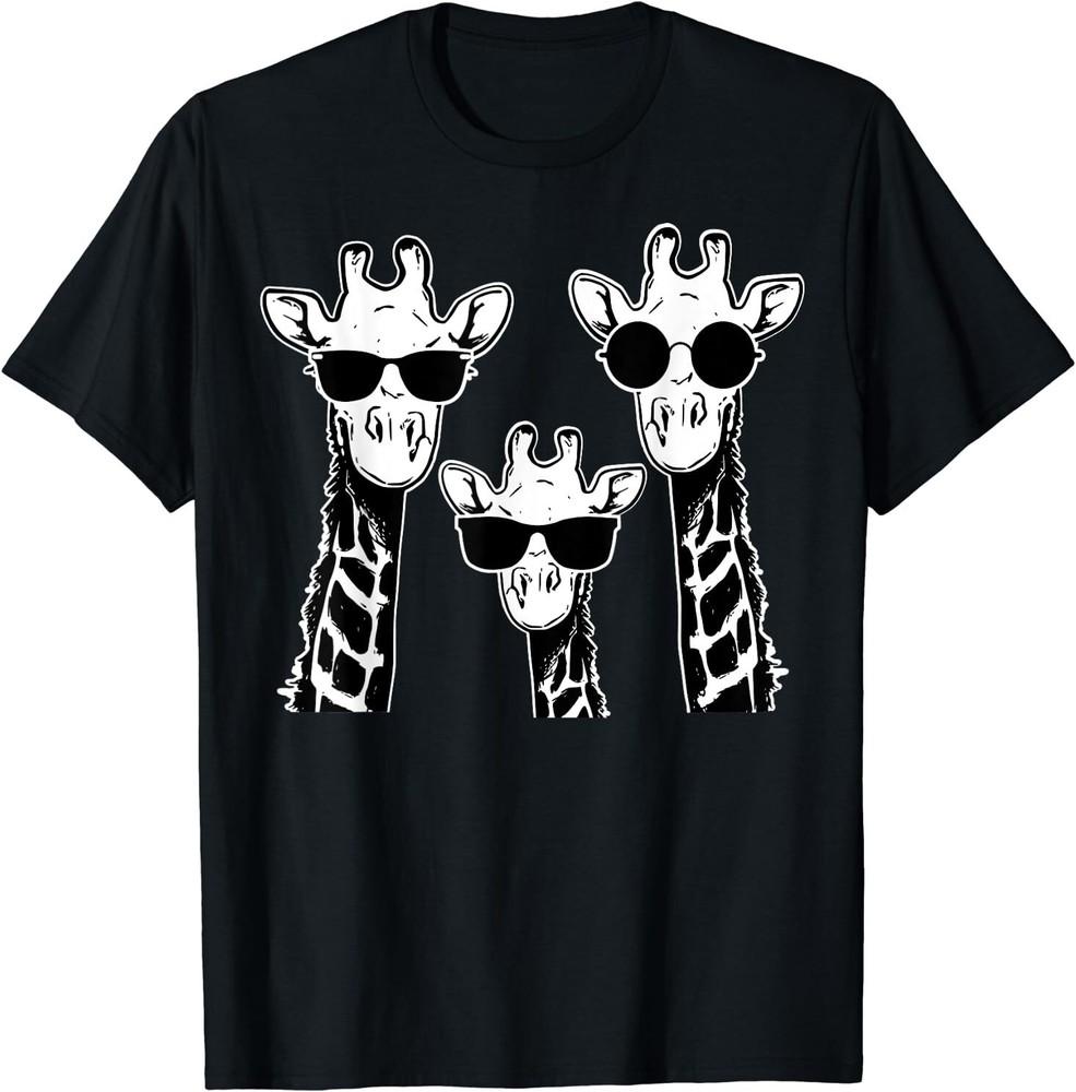 Giraffes family with sunglasses - Giraffe T-Shirt Size S-5XL Unisex T-Shirt S