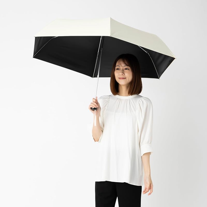 Parasol Folding Cool Plus UV Heat Shielding Large Mini Umbrella Plain Color Ladies for Women 60cm X 6 Bones Uses Fabric with 100% Light Blocking Rate