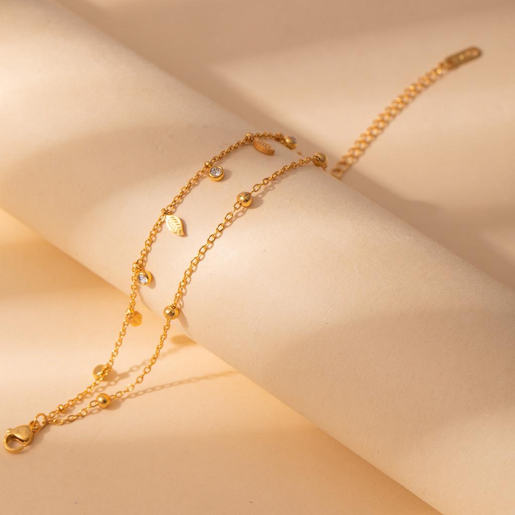 Light Luxury High-End Stainless Steel Diamond-Encrusted Bracelet, Moon Sun Love Geometry Does Not Fade Jewelry Women