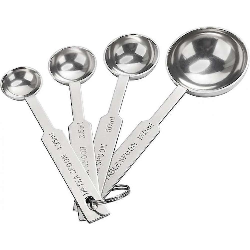 4-teiliges Messlöffel-Set, Enthält 1/4 TL, 1/2 TL, 1 TL, 1 EL, Messbecher aus lebensmittelechtem Edelstahl, Sehr genauer Esslöffel und Teelöffel F