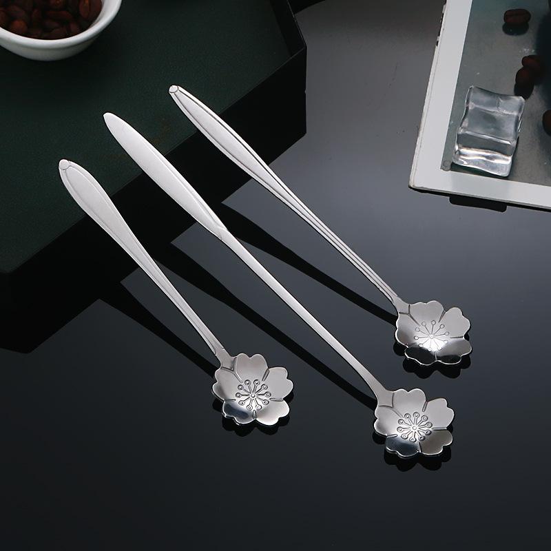 2-Piece Set Mixing Spoon 12.5cm Stainless Steel Sakura Coffee Spoon (without FDA Certificate)