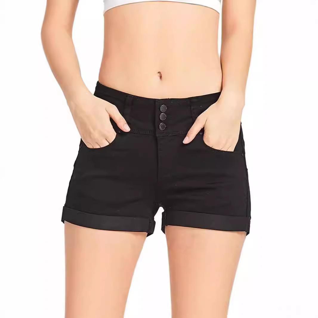 

Women s Multi-color Stretchy Waist-cinching Denim Hot Pants Large чёрный