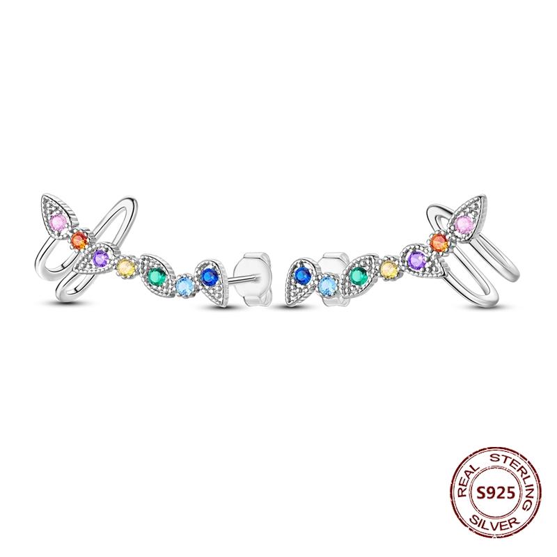 Purple Zircon Hoop Earrings 925 Silver U-shaped Liquid Metal Love Heart Fashion Earrings For Women Jewelry
