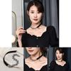 Titanium Modern Black Steel Choker Necklace For Women With Dazzling Crystal Accents And Trendy Shape Wave