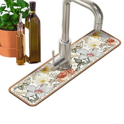 Küchenarmatur Spritzschutz Matte Vintage Weicher Kieselgur Abflussmatte Super Saugfähig Schnell Trocknend Matte Spüle Armatur Abtropfmatte