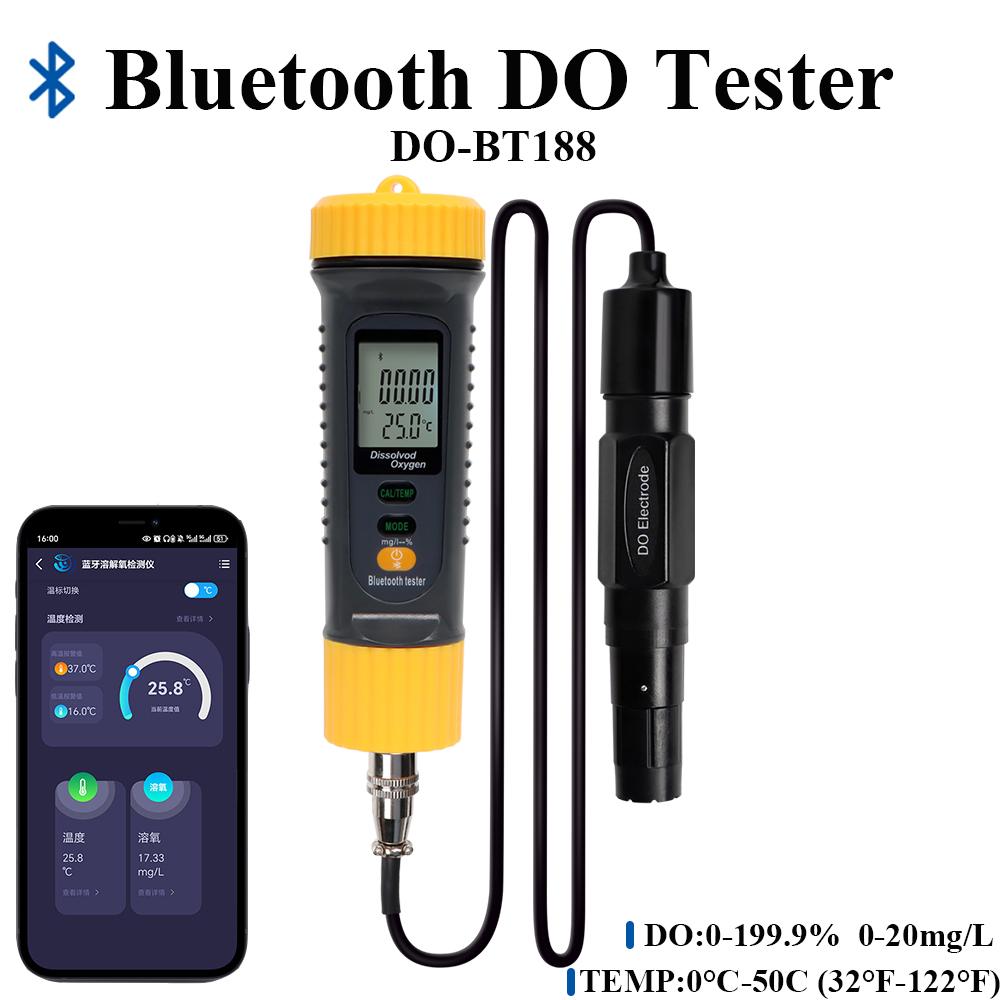 Bluetooth Dissolved Oxygen Meter 0-20mg/L DO Tester Oxygen Contents Detector Digital Water Quality Analyzer for Pool Aquarium