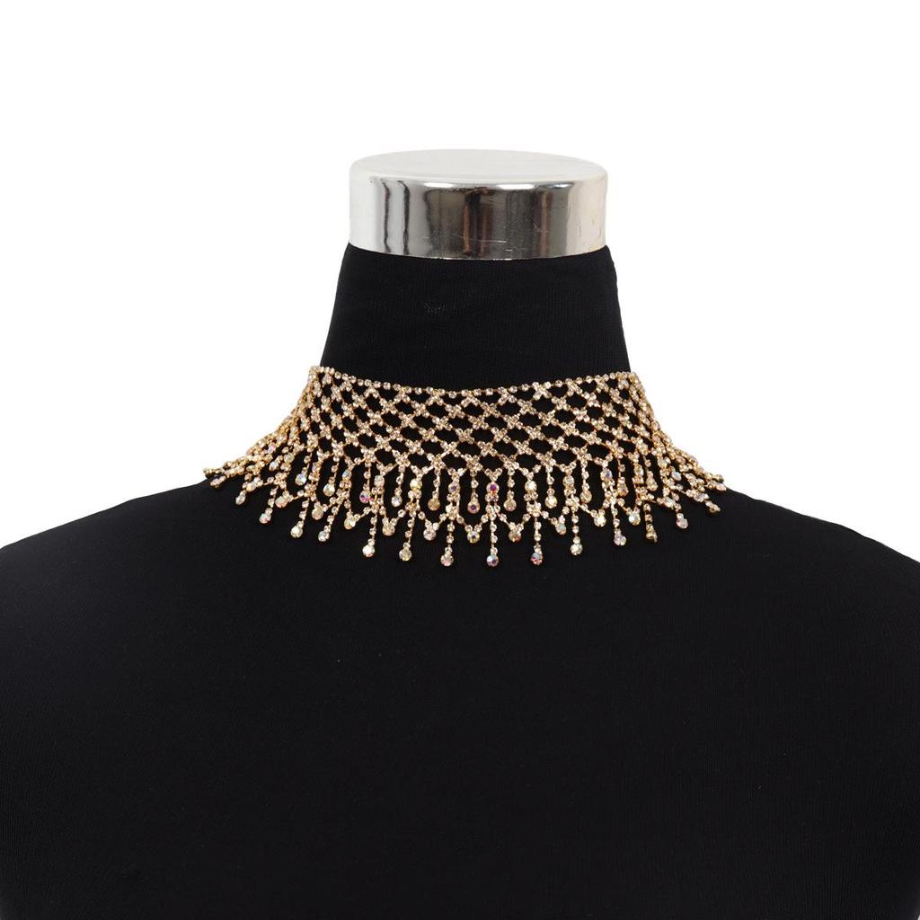 European & American Glam Rhinestone Drop Necklace - Women's Banquet Accessory