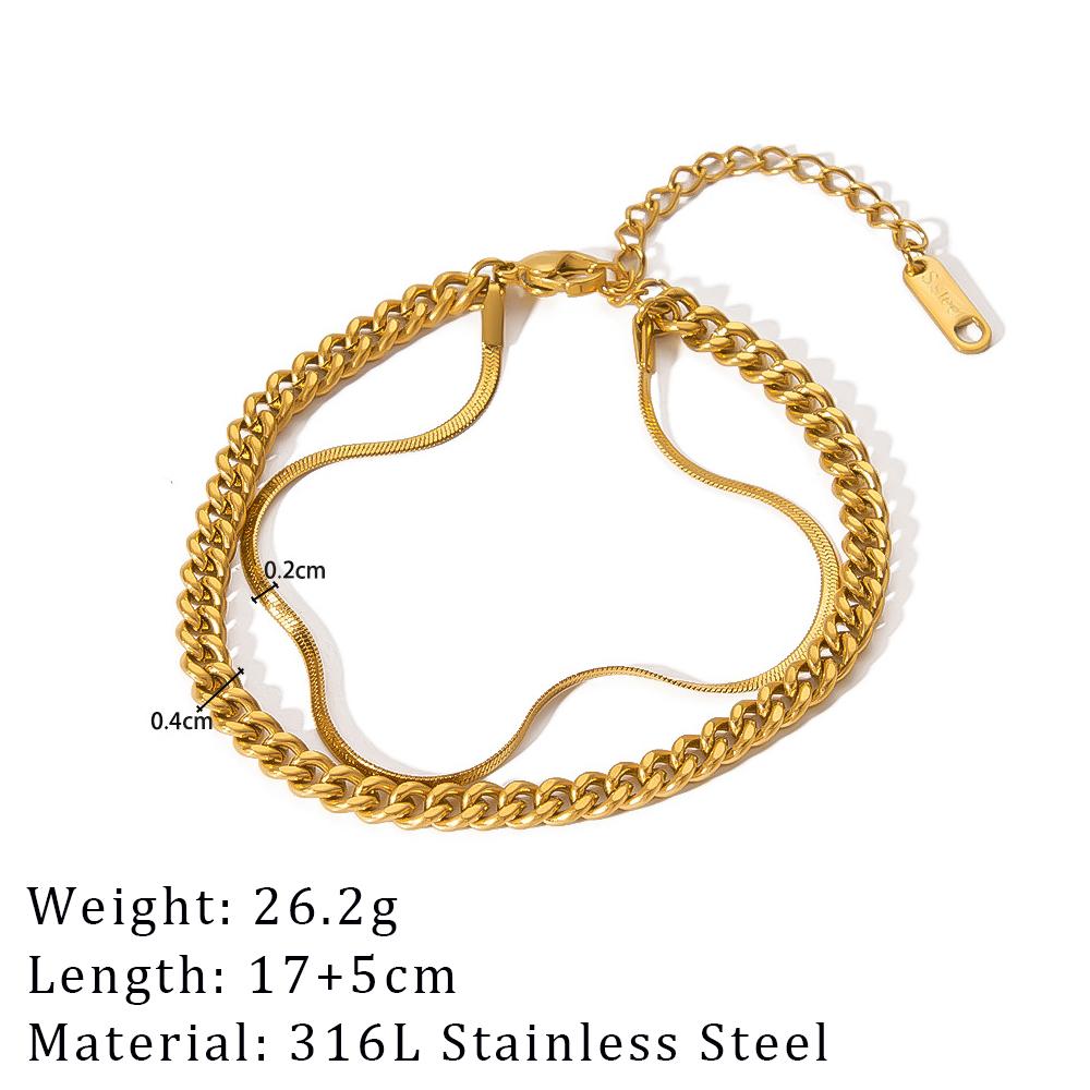 2024 Neues breites klobiges verdrehtes Armband für Damen Goldfarbe Edelstahl Gliederkette Kubische Kette Armreif Geschenk
