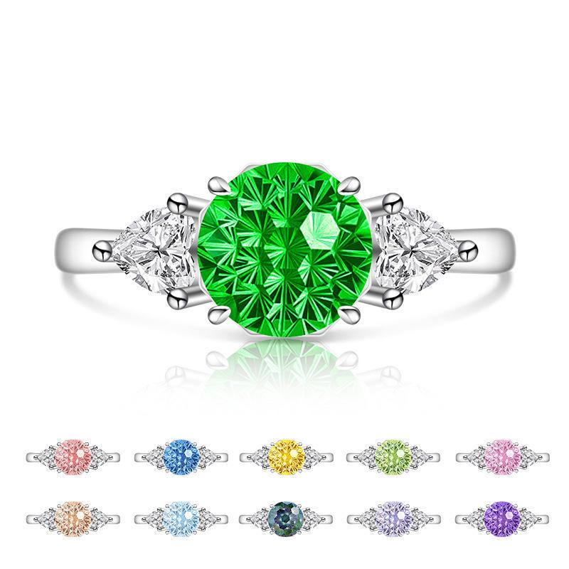 Colored Gem Fireworks High Carbon Diamond Women's Birthday Stone Ring