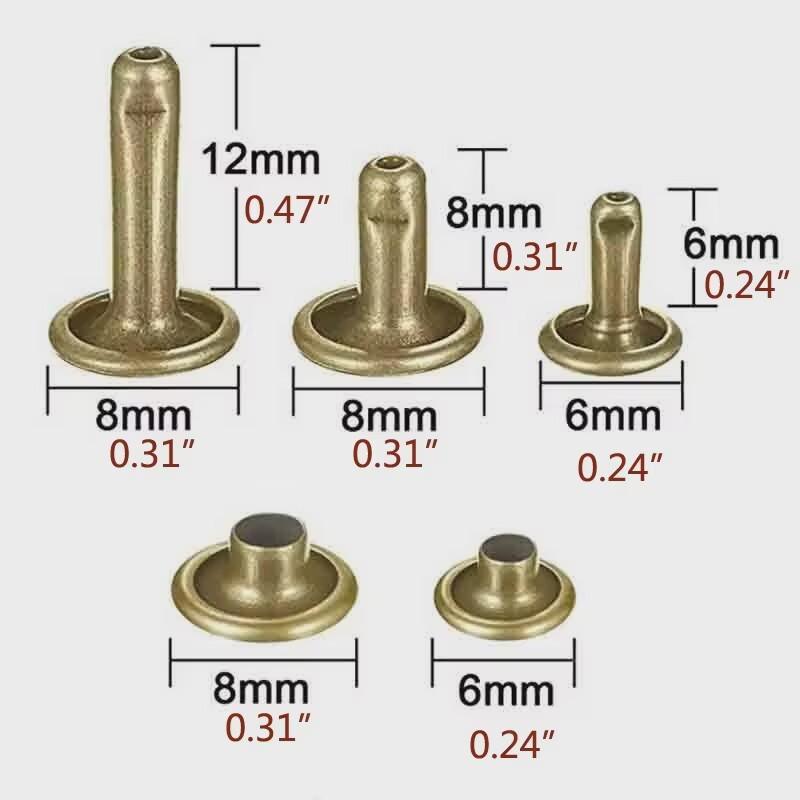 Metal Double Cap Rivets Studs Round Rivet for DIY Leather Craft Bag Belt Clothing Garment Shoes Pet Collar Fixing Tools