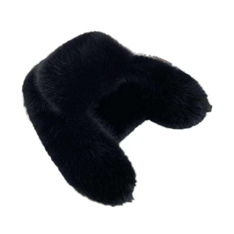 Women's Windproof Faux Fur Plush Winter Hat with Ear Muffs