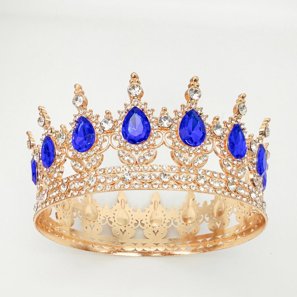 Full Circle Crown Tiara Colorful Baroque Retro Full Diamond Jewelry Wedding Accessories Crown Bridal Crown