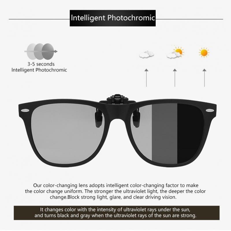 Mirror Flip Up Clip on Sunglasses Men Clips Color Shift Sun Glasses Driving Fishing Eye Wear Night Vision Lens Glasses Premium