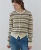 OURHOPE Sheer Multi-Stripe Round Neck Cardigan - Yellow