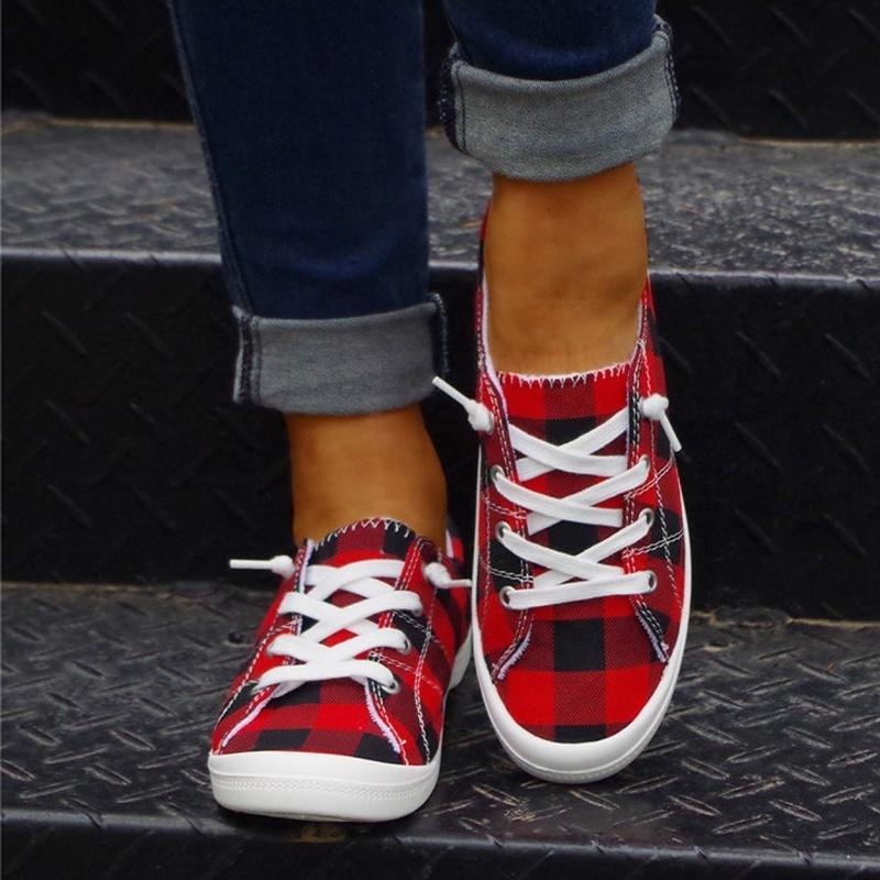 Plaid Casual Round Toe Fabric Upper Soft and Comfortable Women'S Shoes, Yellow, All-season, TPR Sole, Hand Wash or Professional Dry Clean, for Walking