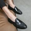 New Shoes for Men Leather Casual Shoes Knit Style Monk-Strap Shoe Street Fashion Slip-on Loafers