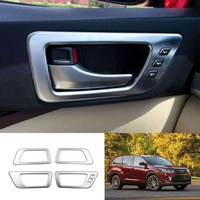 For Toyota Highlander 2014- Matte Silver Inner Door Handle Lock Frame Trim