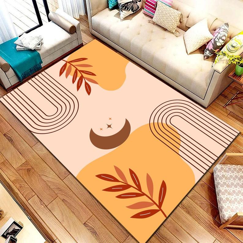 

Boho Minimalist Abstract Line Art Area Rug Modern Aesthetic Boho Print Carpet Non-Slip Washable Floor Mat Living Room Bedroom 40X60CM