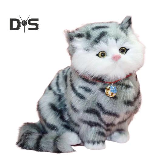 

Электрическая имитация кошки, плюшевая игрушка, реалистичный мяуканье, сидящий котенок, плюшевая модель, кукла, домашнее украшение для офиса, спальни, детей и взрослых серый