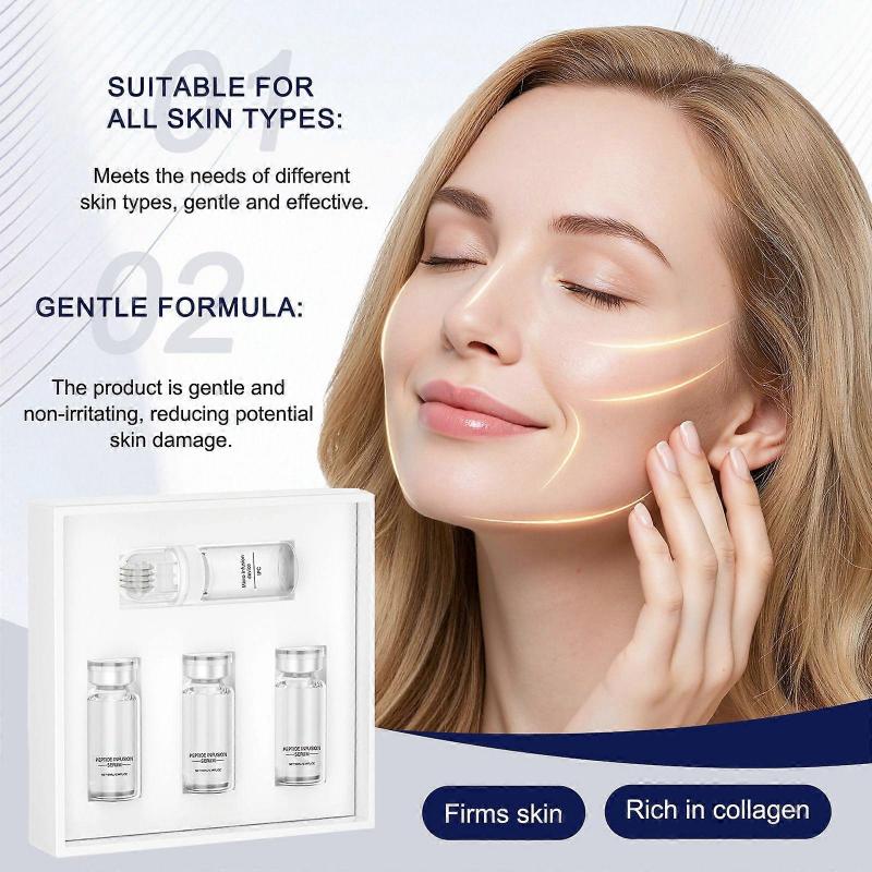 Mikro-Infusionssystem für Gesicht & Hals mit Hyaluronsäure & Kollagenpeptid-Serum für straffere, glatter aussehende Haut, Einfache 5-Minuten-Hautpflege für zu Hause