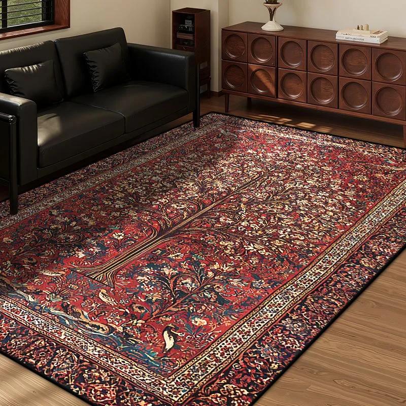 Persian Style Retro Bohemian Area Rug Large Carpet Non-Slip Machine Washable Easy Maintain Living Room Bedroom Guest Room Rug