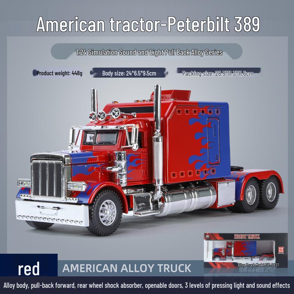 

Peterbilt 389 1:24 American Tractor Toy Model with Pull Back, Light, and Sound - Popular Children s Toy