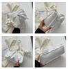 Lovely Bow Handbags for Girls Ladies Fashi Pleated Shoulder Bags for Women Simple Design Female Underarm Bag Casual Tote Purse