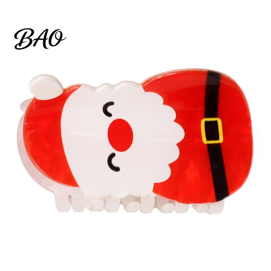 Exquisite Gift for Friends Christmas Hair Claw Clip Women, Acrylic Festive Accessories with Elk Santa Snowflake Durable Clips Patterns, Non