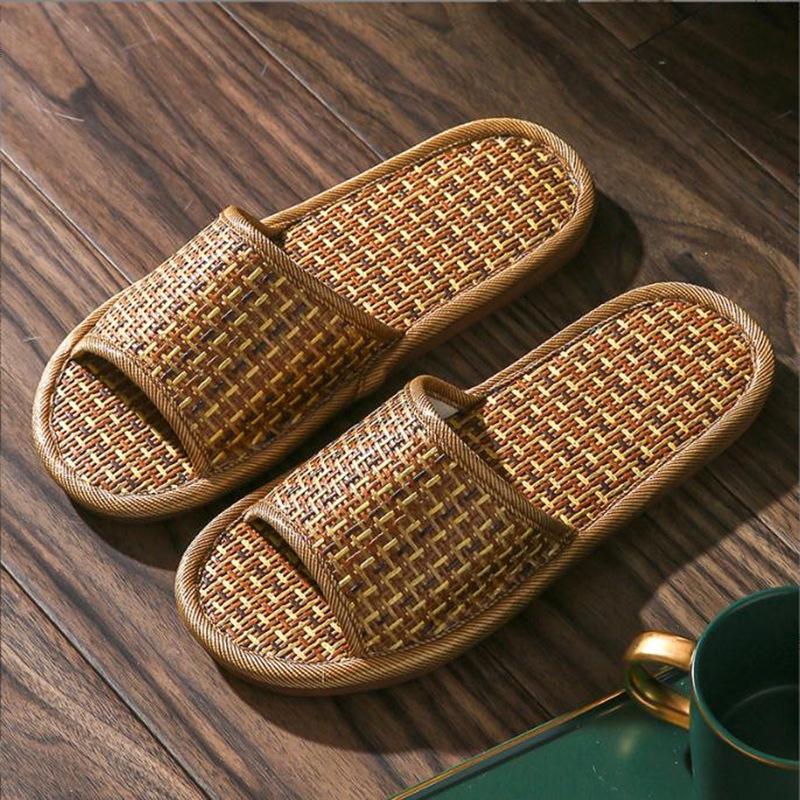 Unisex Rattan-Slipper: Sommer Indoor Rutschfest, Dicksohliger Bambusstroh, Perfekt für alle Jahreszeiten