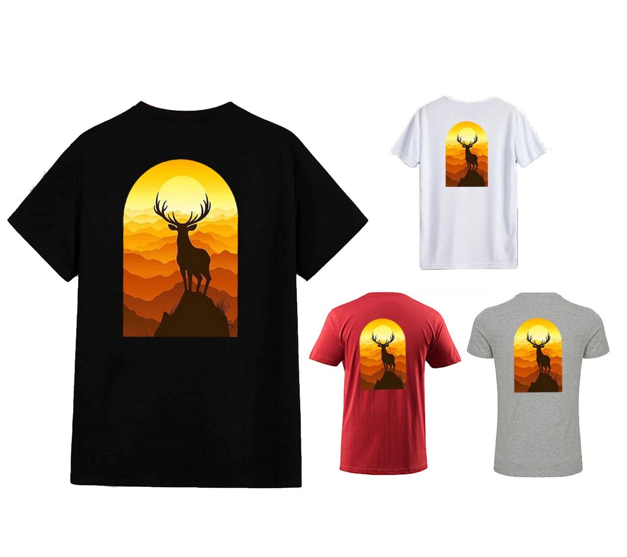 Deer Sunset Adult Unisex T Shirt - Wellness Inspirational Nature Summer Cool 3XL