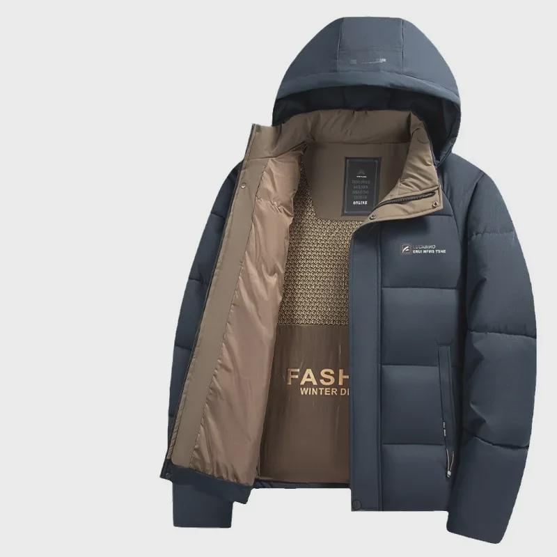 Graphene Herren-Baumwolljacke mit Kapuze – Dicker, warmer Wintermantel für junge und mittelalte Väter