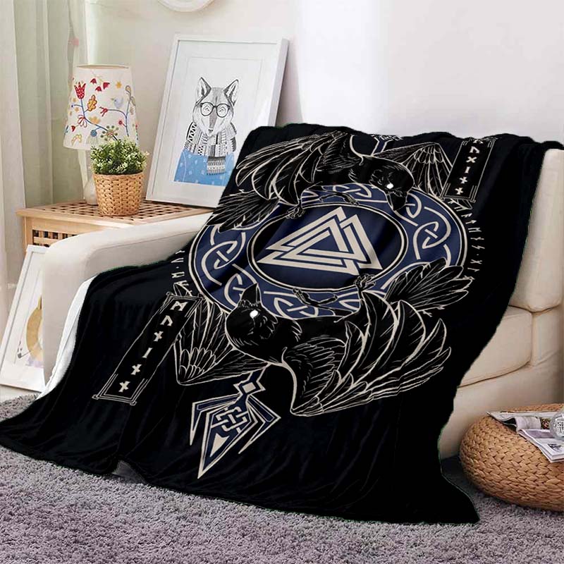 new model Viking Norse Rune Symbol Print Flannel Blanket Cozy Warm Throw Sofa Bedroom Present Indoor Home Seasonal Bedding Decor