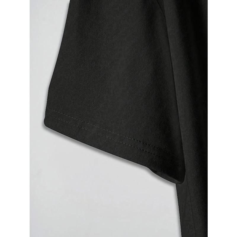 European and American Fast Fashion Black Casual Letter Print T-Shirt Simple Round Neck Short Sleeve Loose Comfortable Top