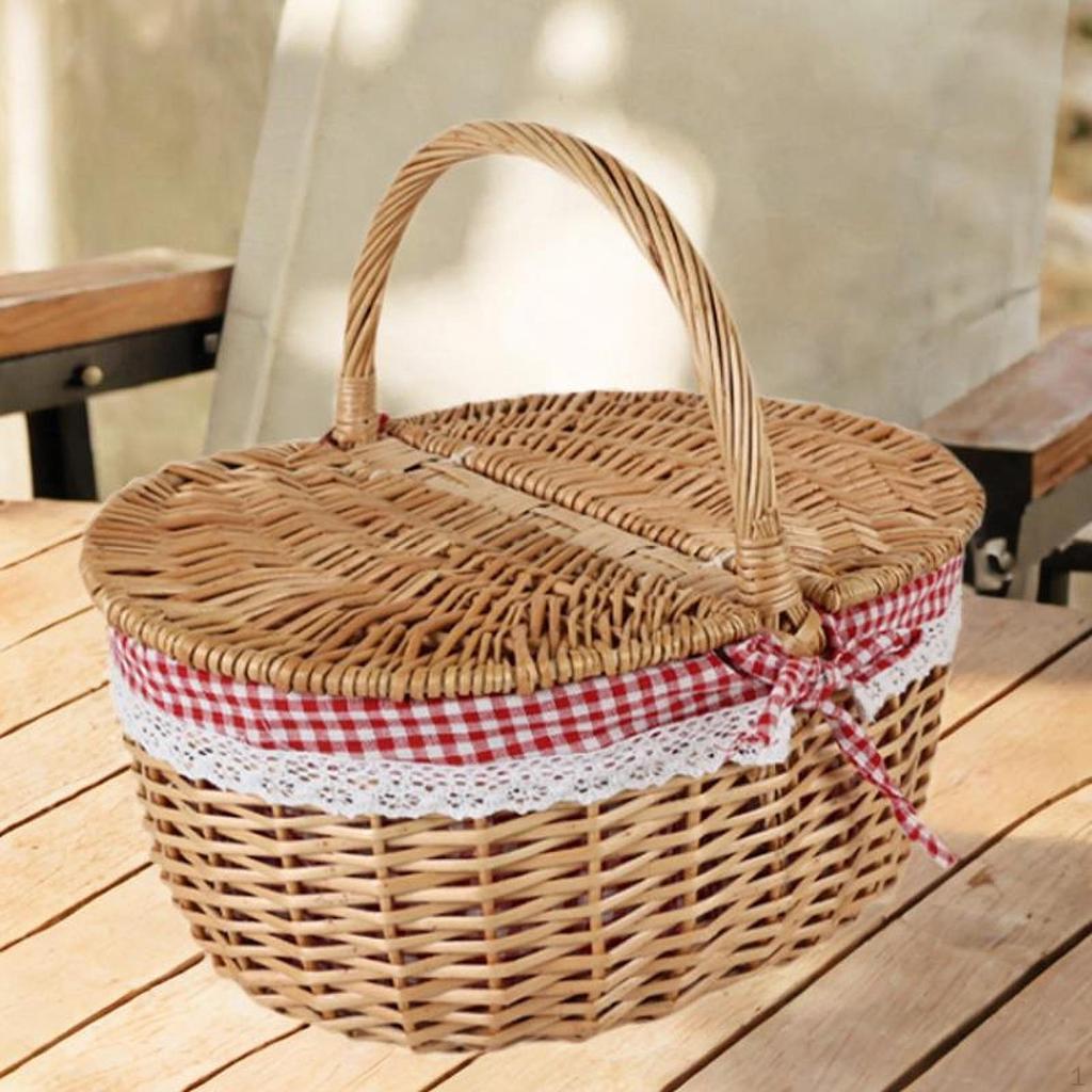 Picnic Basket with Comfortable Handle, Removable Liner And Functional Lid for Picnics, Photography,