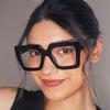 Large Square Anti Blue Light Reading Glasses Retro Luxury Designer Black Eyewear for Computer Work