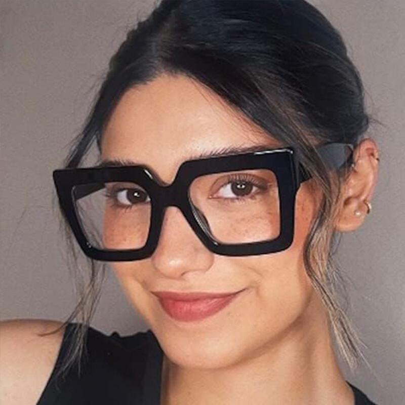 Large Square Anti Blue Light Reading Glasses Retro Luxury Designer Black Eyewear for Computer Work