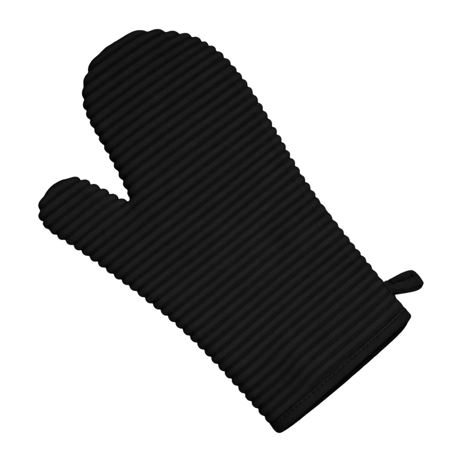 Silicone Heat Resistant Baking Oven Mitt High Temperature Protection Glove Non Slip Grip Kitchen Cooking Safety Glove for Handling Hot Items One Size чёрный