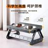 Adjustable Stainless Steel Pet Food Bowl Stand Cats Dogs Double Elevated Feeder Anti-Tip Design