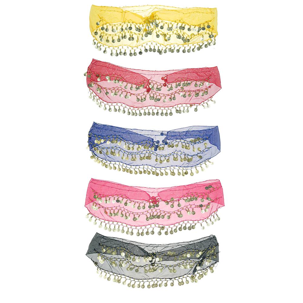 Lady Women Belly Dance Hip Scarf Accessories 3 Row Belt Skirt With Gold Bellydance Tone Coins Waist Chain Wrap Adult Dance Wear