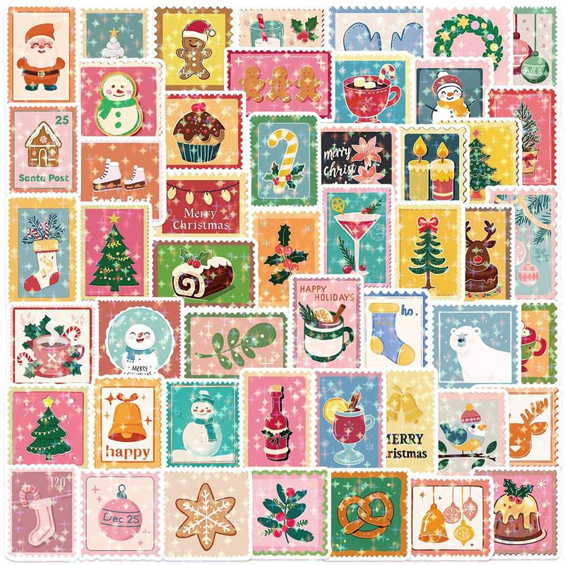 50Pcs/Set Pink Christmas Stamp Series 02 Stickers DIY Fashion Waterproof Doodle Decals Stickers
