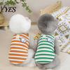 Dog Leash Attachment Vest Vest, Waffle Stripe Cotton Pet Tank Top with Ring, Breathable Sleeveless Cartoon Outfit In Orange & Green Contrast