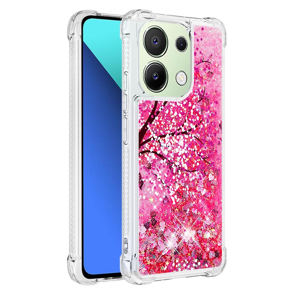

For Xiaomi Redmi Note 13 4G TPU Case with Quicksand and Pattern Printed Cherry Blossom